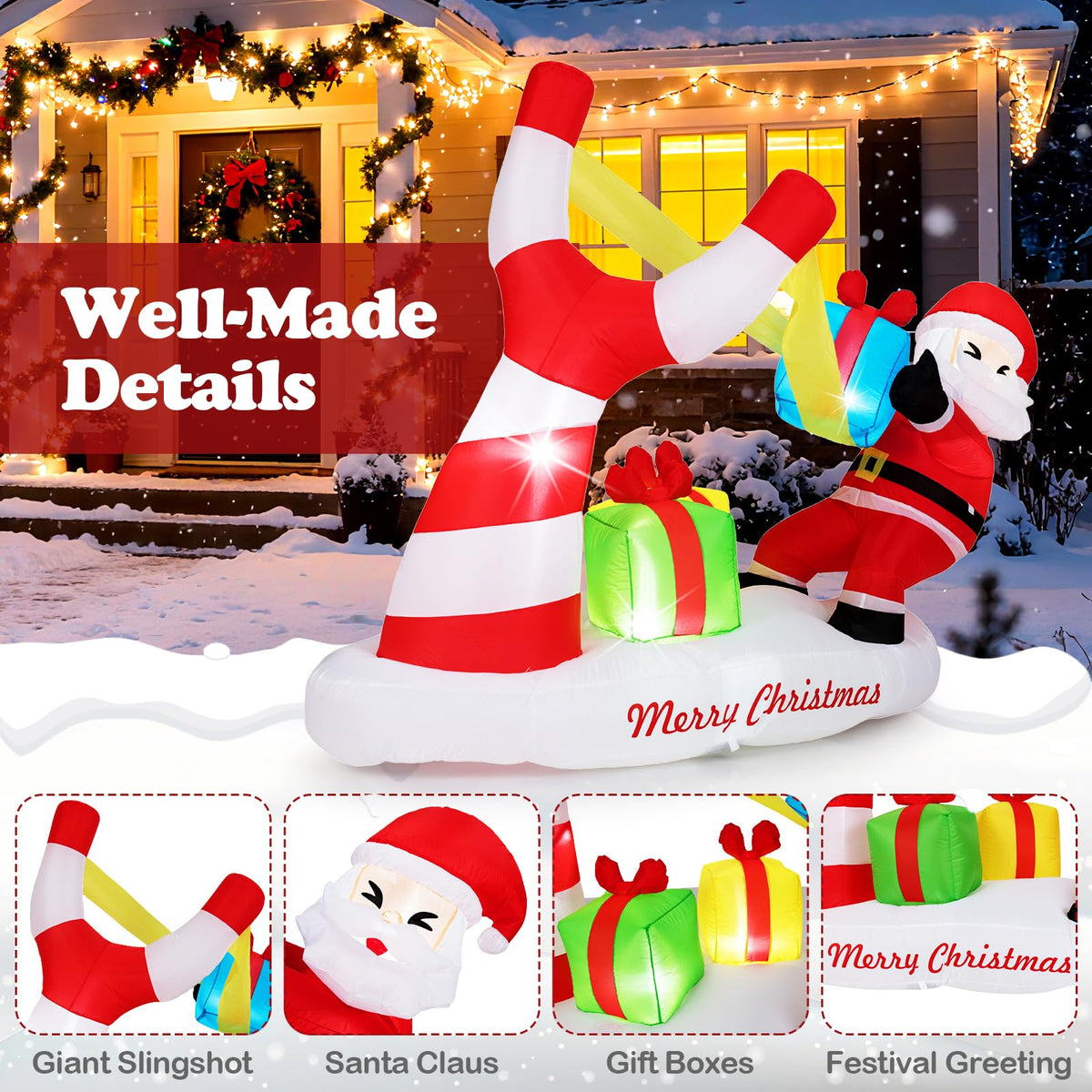 Lucktree 7 FT Christmas Inflatable Santa Outdoor Decoration
