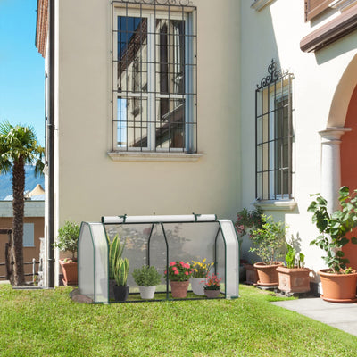 Lucktree Mini Portable Greenhouse - for Raised Garden Bed, 47.5”x 21.5”x 24” Green House with PE Cover Zipper Door