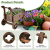 Lucktree Wooden Wagon Planter Raised Bed on Wheels, Handle, Drainage Hole