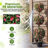 Lucktree 43.5" Faux Potted Floral Plant Artificial Triple Ball Rose Topiary Tree ( 1/2 pack )