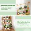 Lucktree Plant Stand Indoor Outdoor - Bamboo 3-Tier Hanging Tall Ladder Flower Pot Display Organizer Rack