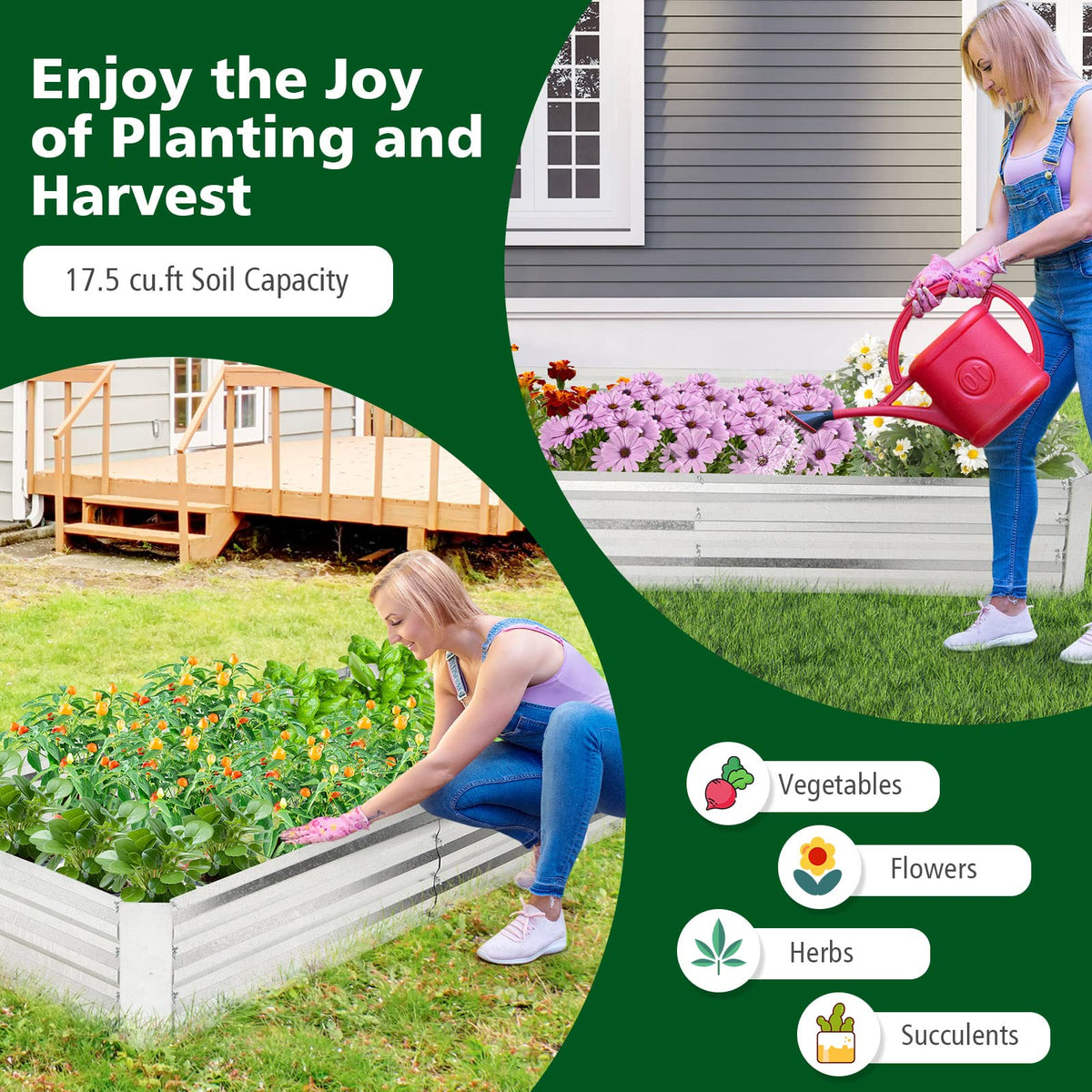 Lucktree Galvanized Raised Garden Bed