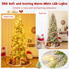 Lucktree 7.5 FT Pre-Lit Pencil Christmas Tree, Artificial Snow Flocked Hinged Fake Slim Xmas Tree with 350 Warm-White LED Lights
