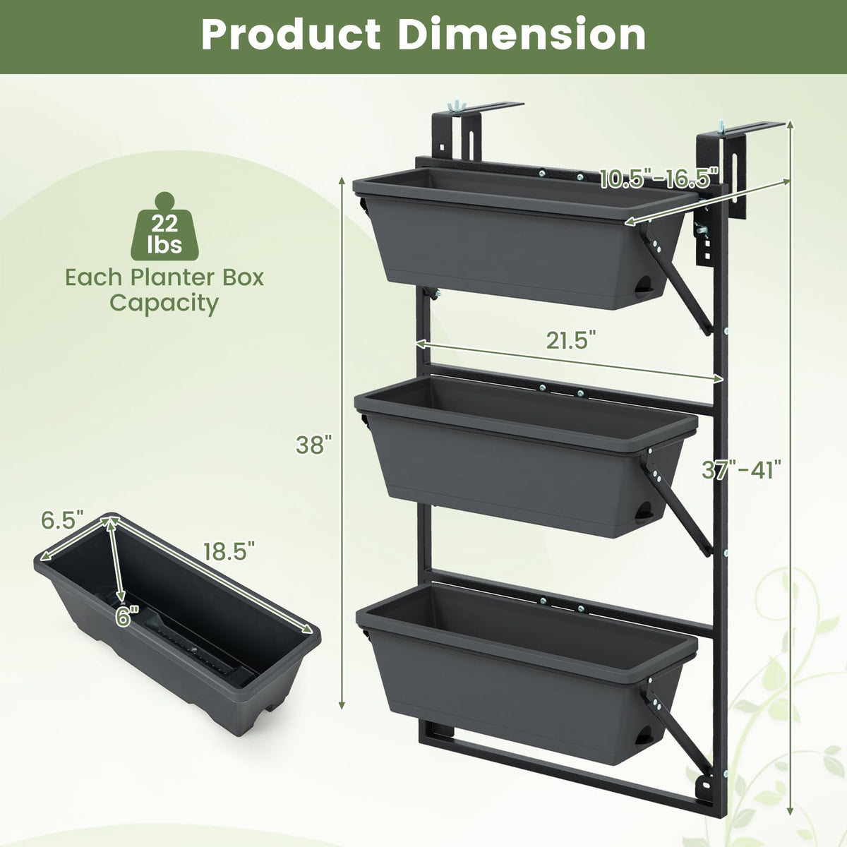 Lucktree Vertical Raised Garden Bed, Hanging & Wall-Mounted Planter Garden Boxes