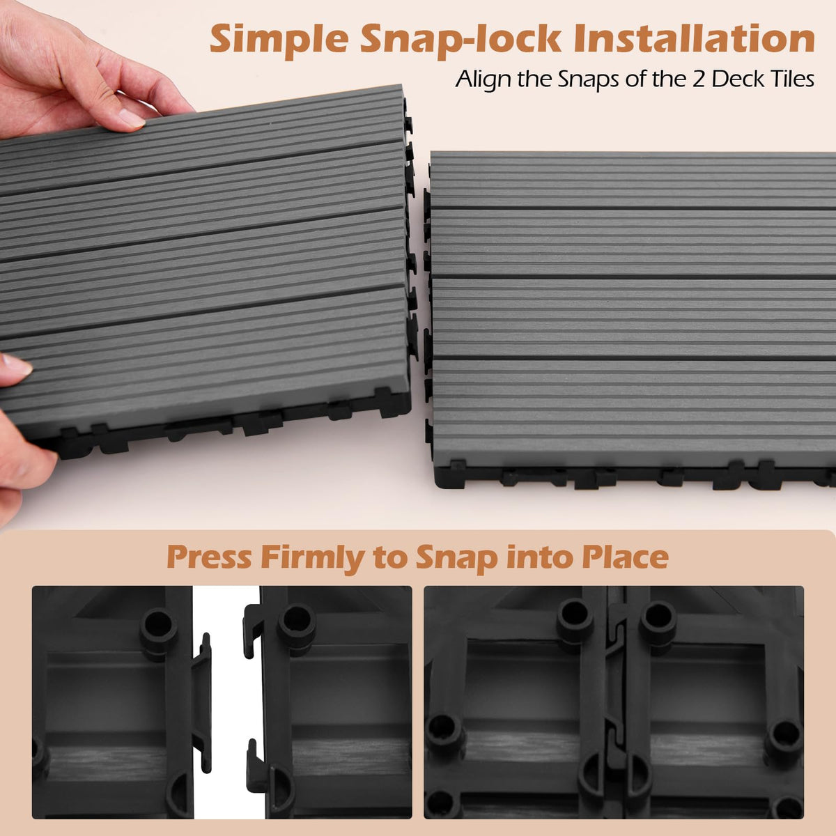 Lucktree Interlocking Deck Tiles 18/36 Pack - 12 x 12 in Composite Outdoor Flooring Covering All Weather Use