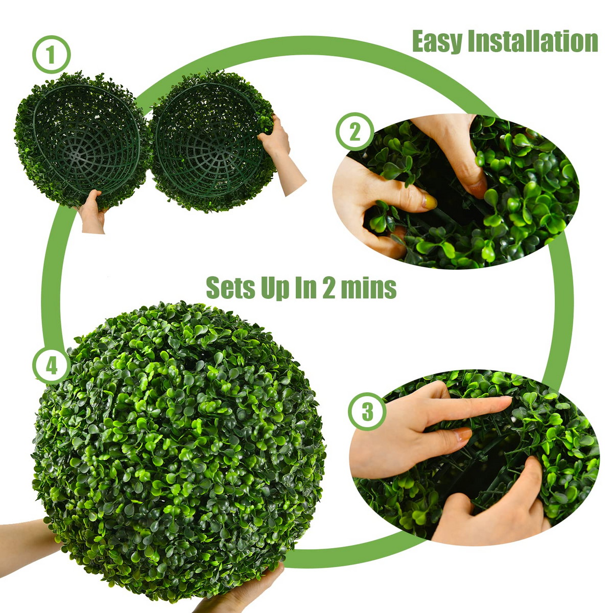 Lucktree 2 PCS 15.7 Inch Artificial Boxwood Topiary Balls - LucktreeUS