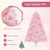 Lucktree 6FT Pink Pre-lit Christmas Tree, Hinged Snow Flocked Artificial Xmas Tree, Seasonal Holiday Decoration for Office Home