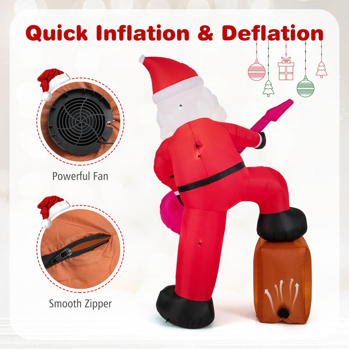 Lucktree 8.4FT Rocking Santa Inflatable with Guitar | Animated Christmas Decoration