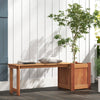 Lucktree Outdoor Bench with Raised Garden Bed, Wood Seat with Teak Oil Finish, Planter Box with Open-Ended Base