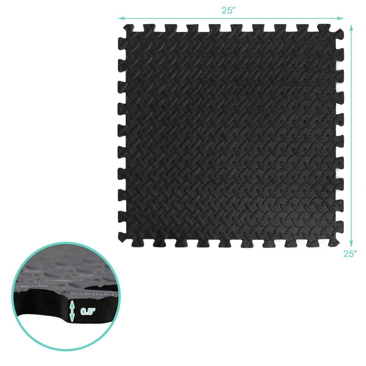 Lucktree 12 Tiles Exercise Flooring Mats with Border, Non-Slip EVA Foam Protective Mats