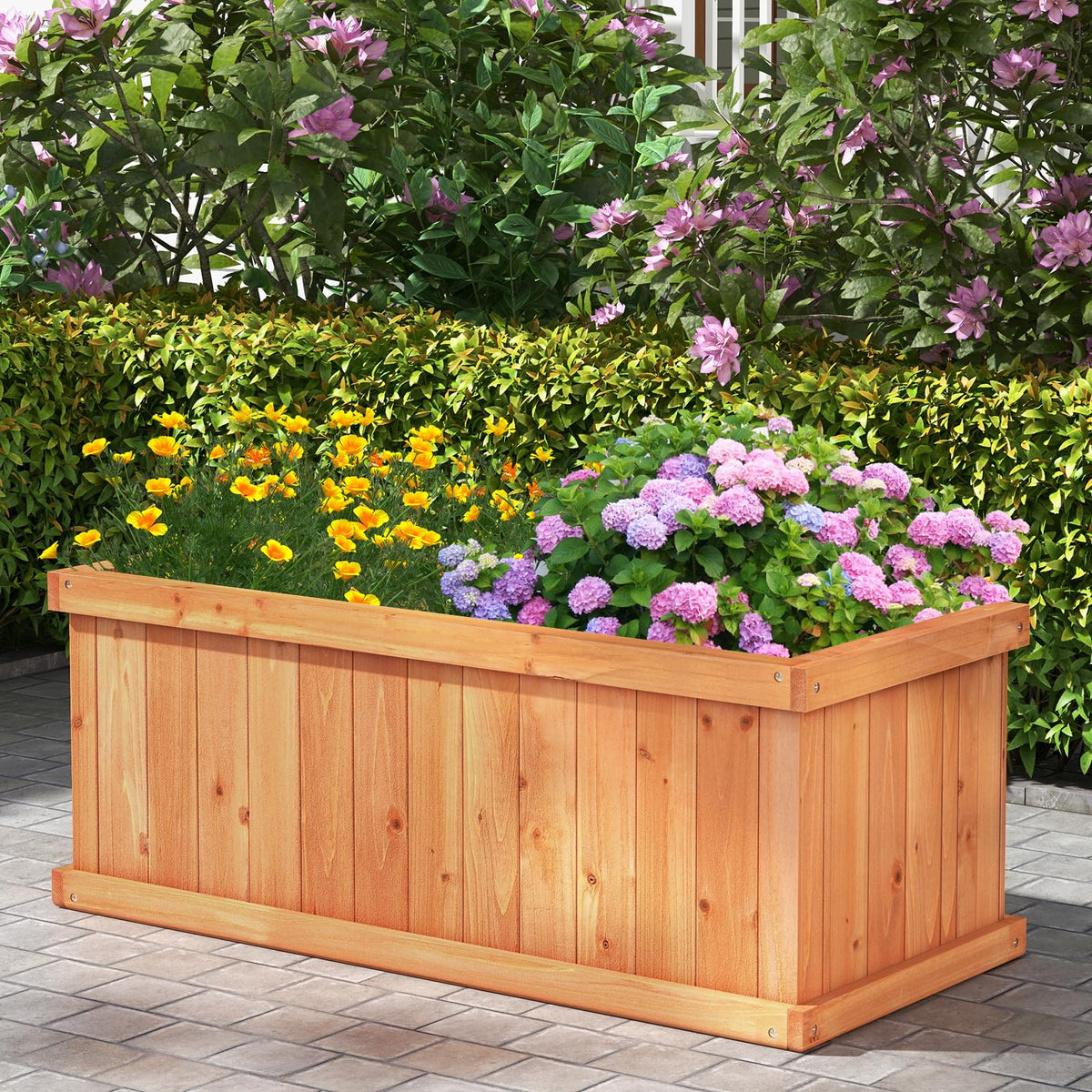 Lucktree Raised Garden Bed | 31”x14”x12” Wooden Planter Box with 4 Drainage Holes (1/2)