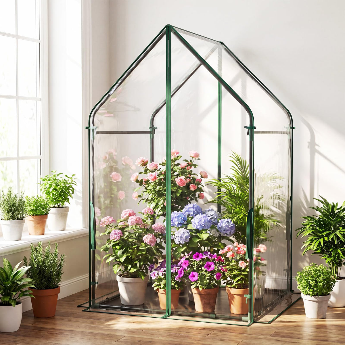 Lucktree Mini Outdoor Portable Green House with Sturdy Metal Frame