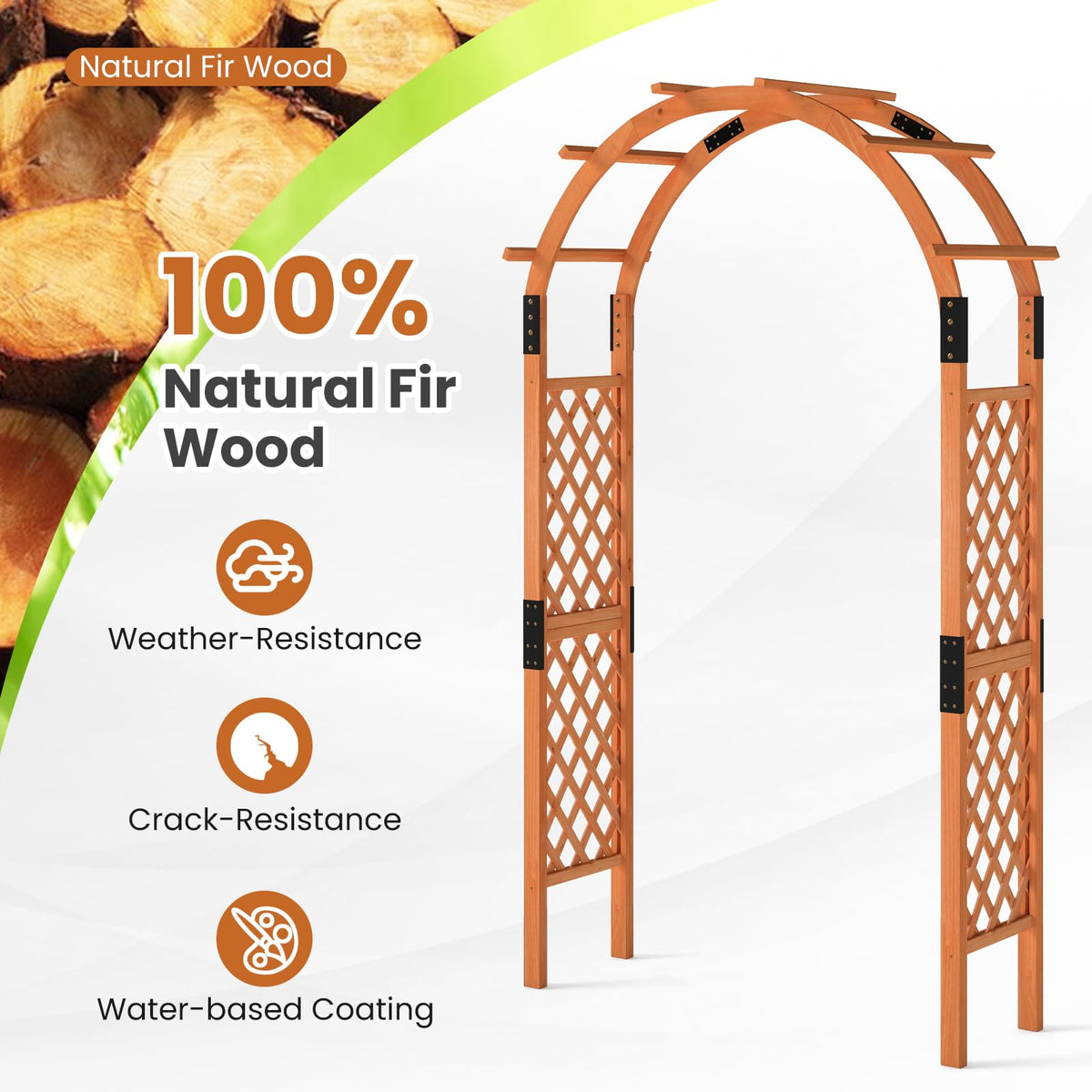 Lucktree 7.7FT Wooden Garden Arbor Trellis