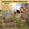 Lucktree Raised Garden Bed with Trellis, 2-Tier Wooden Planter Box with Legs and Drain Holes (Brown)