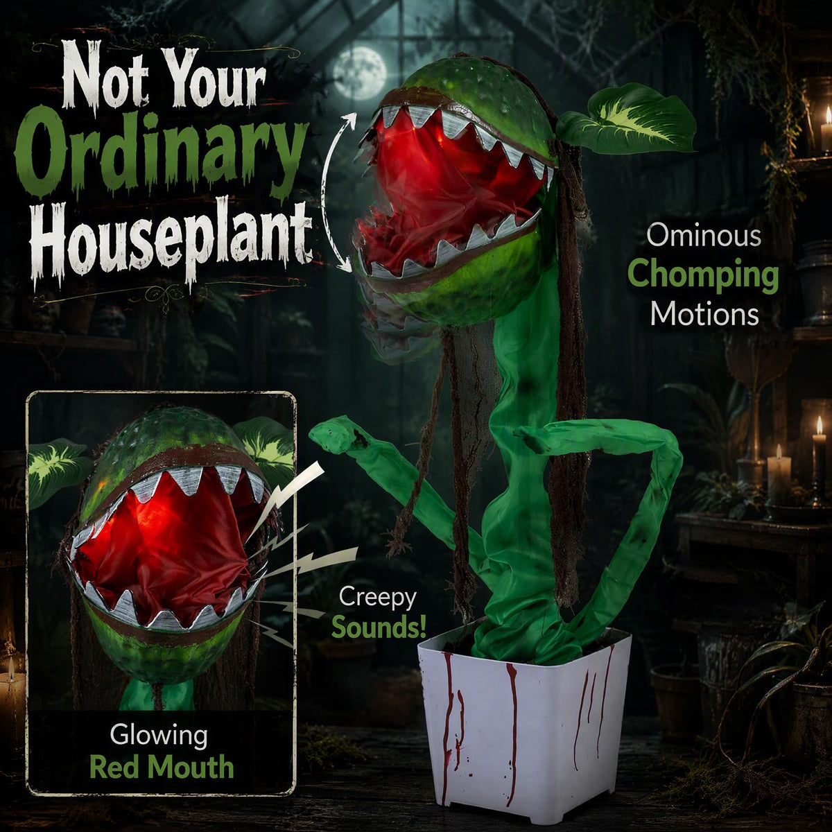 Lucktree Halloween Animated Standing Horror Piranha Plant Decoration