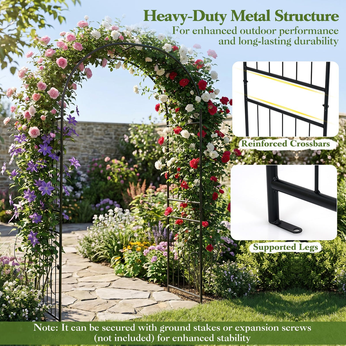 Lucktree 87" Decorative Metal Garden Arbor Arch Trellis for Climbing Plants