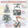 Lucktree Pre-Lit Snow Flocked Christmas Tree, Artificial Hinged Xmas Tree with 160 Multi-Color LED Lights