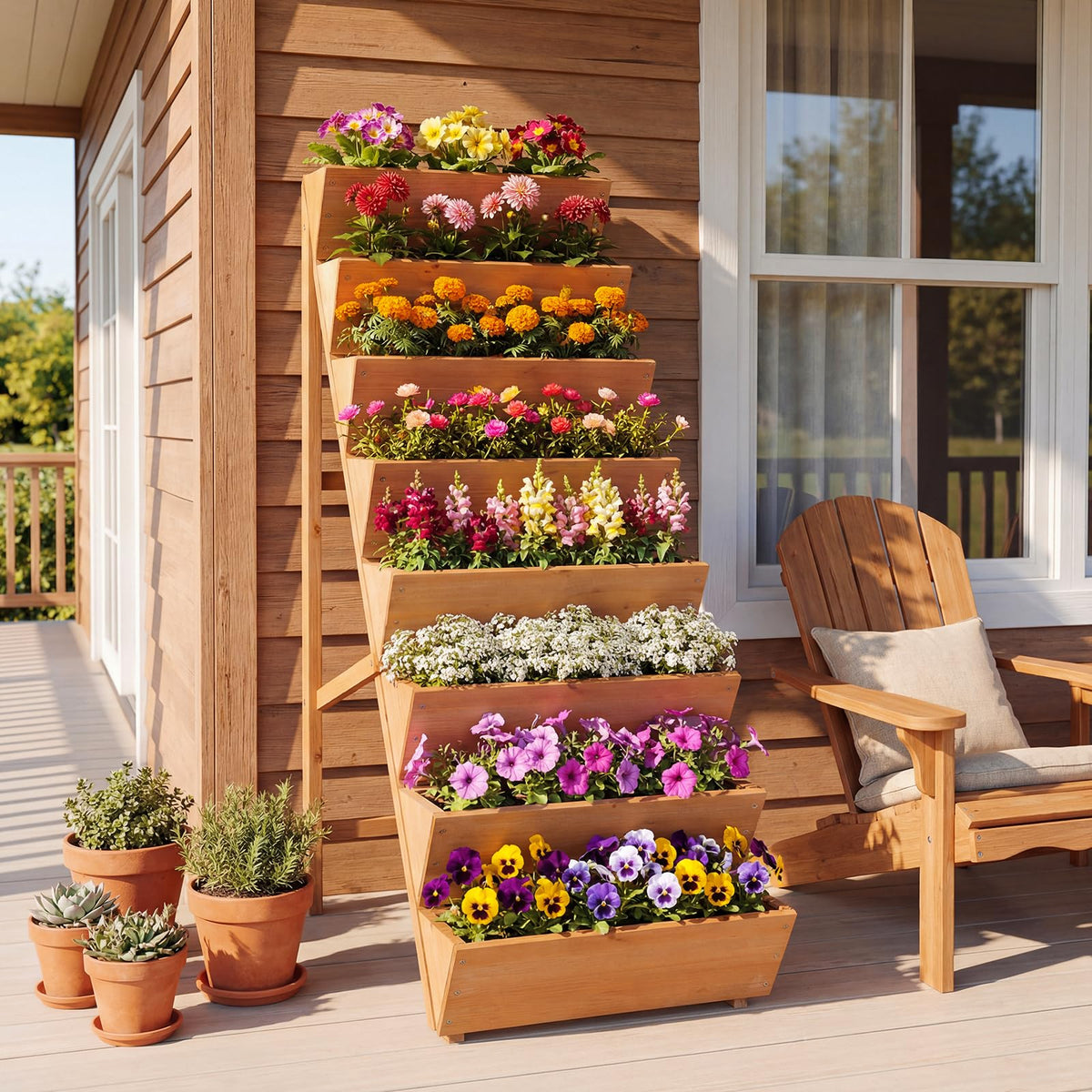 Lucktree 8-Tier Wooden Vertical Raised Garden Bedwith Legs