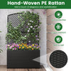 Lucktree 49 inch Tall PE Rattan Raised Garden Bed with Trellis