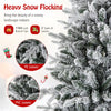 Lucktree 7ft Pre-Lit Snow Flocked Christmas Tree, Artificial Hinged Full Xmas Tree with 350 Multicolored LED Lights