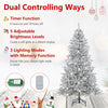 Lucktree Pre-Lit Snow Flocked Christmas Tree with Warm White LED Lights & Globe Lights