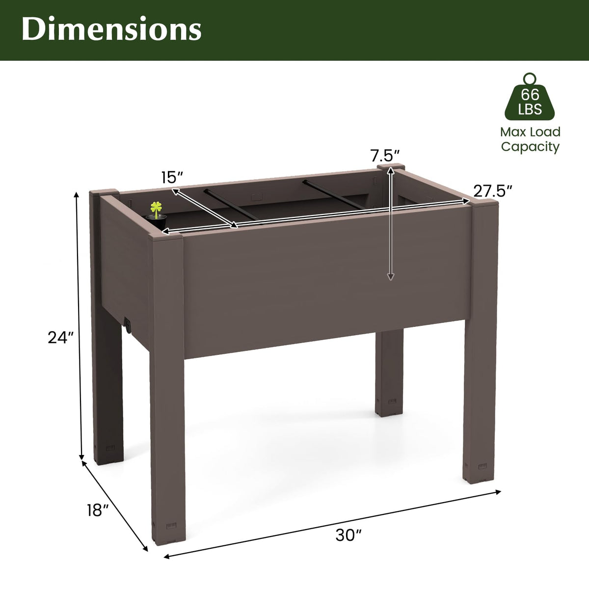 Lucktree Raised Garden Bed with Legs, Self-Watering Planter Box with Water Level Indicator