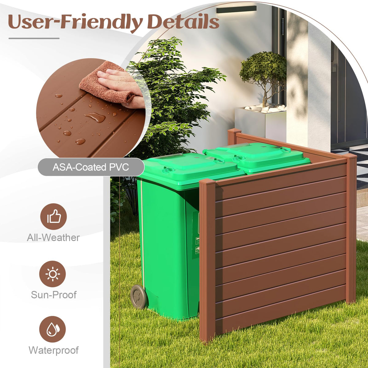 Lucktree Air Conditioner Fence 2/4 Panels - 48''W x 36''H Outdoor Privacy Screen Trash Can Enclosure with 3 Stakes