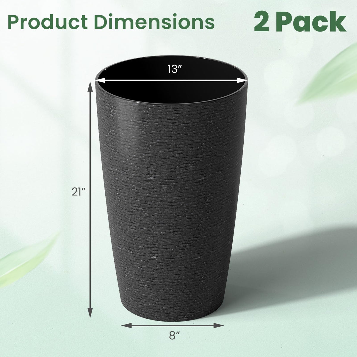 Lucktree 21” Tall Round Tapered All Weather Flower Pots Set of 2