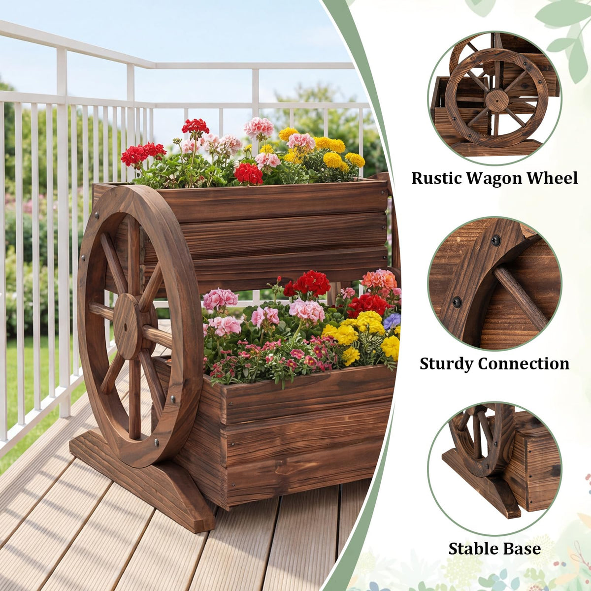 Lucktree Garden Planter with Drainage Holes & Wheels for Flowers Herbs Vegetables
