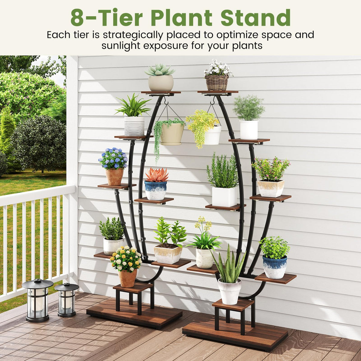 Lucktree Plant Stand Indoor  8-Tier 62" Tall Corner Metal Plant Shelf for Multiple Plants