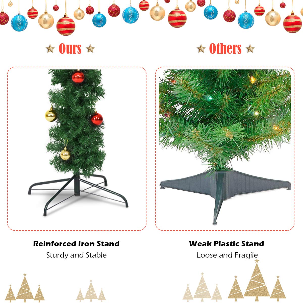 Lucktree Pre-Lit Artificial Cactus Christmas Tree with LED Lights and Ball Ornaments - LucktreeUS