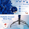 Lucktree 7 FT Pre-Lit Royal Blue Snow Flocked Christmas Tree with 340 LED Lights