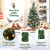 Lucktree 3ft Pre-Lit Mini Tabletop Christmas Tree with 30 Warm White LED Lights, Timer, 98 Flocked PVC & Pine Needles