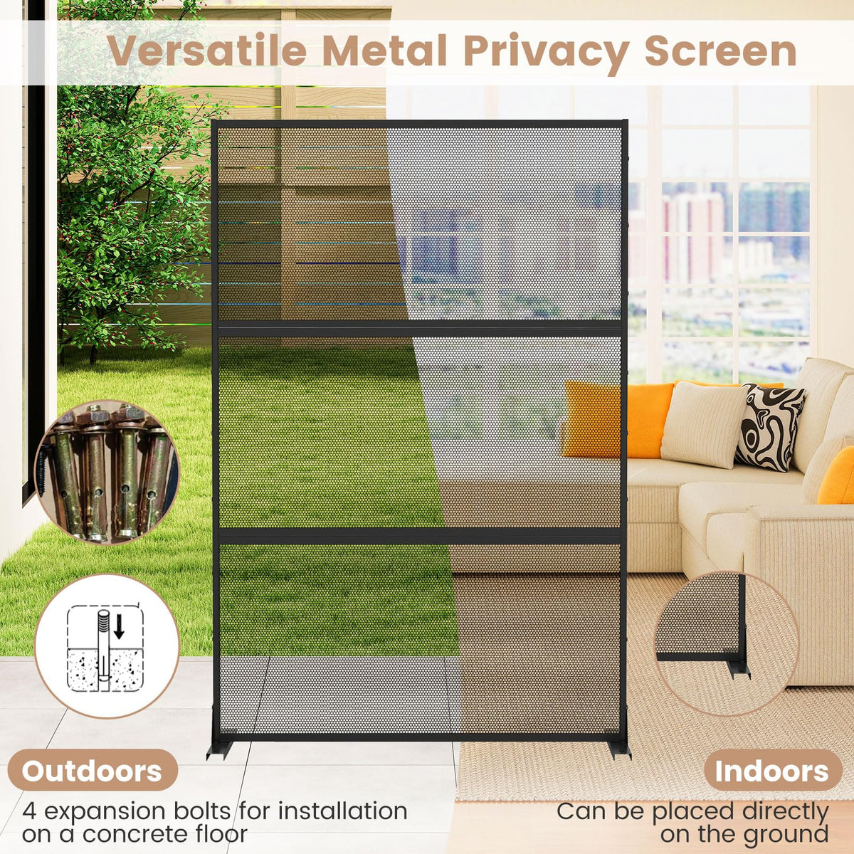Lucktree Metal Privacy Screen with Expansion Bolts and Connection Screws