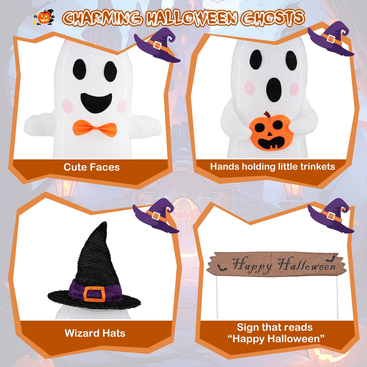 Lucktree Set of 3 Lighted Halloween Decorations Outdoor/Indoor