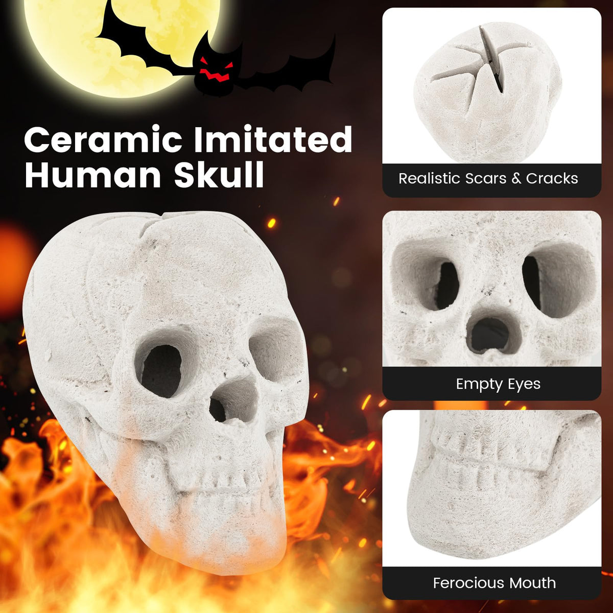 Lucktree Halloween Fire Pit Skull Ceramic