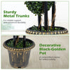 Lucktree 3 FT Artificial Boxwood Topiary Tree Sun-Protective Triple Ball Fake Plants Shrubs (1/2 Pack)