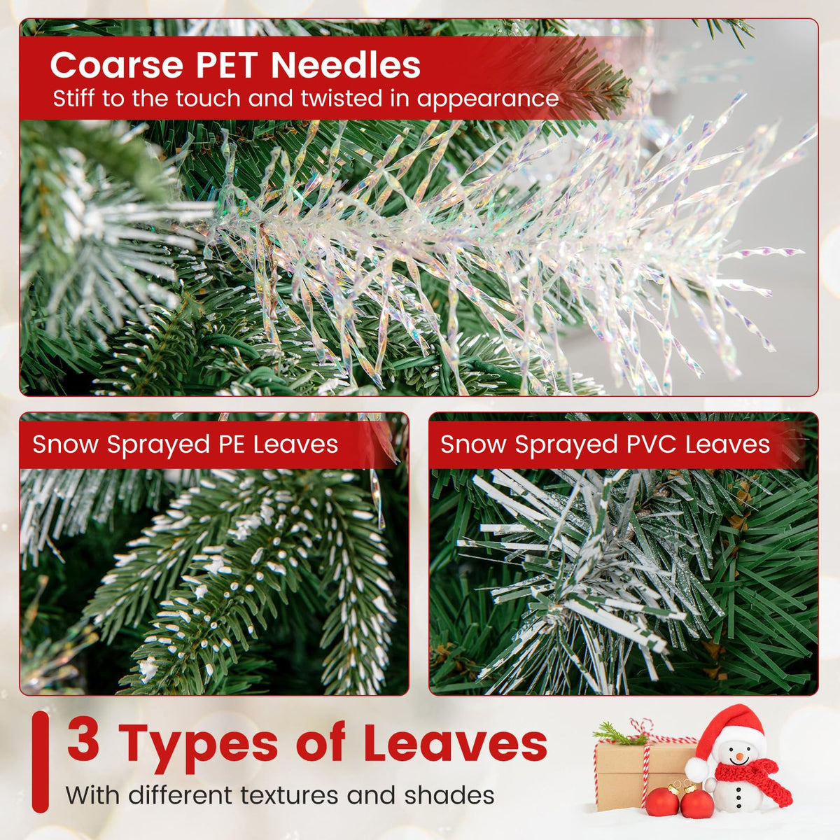 Lucktree 5FT / 6FT / 7FT Pre-Lit Artificial Christmas Tree with LED Lights Pine Cones Berries