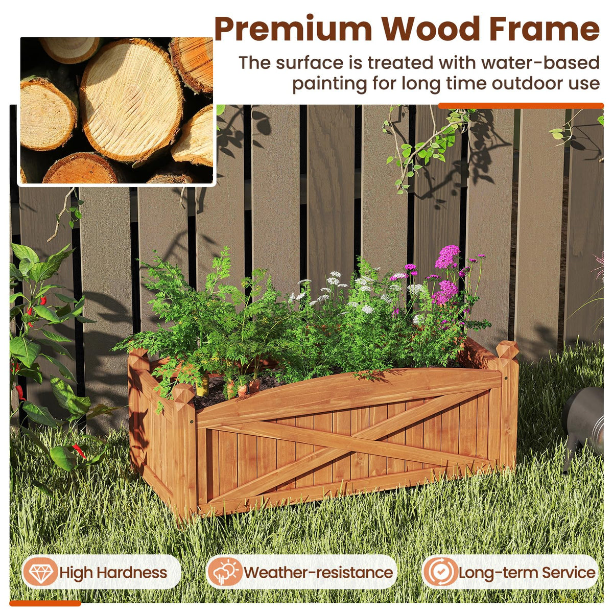 Lucktree Rectangular Garden Bed for Vegetables Flower Herb Fruit