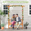 Lucktree Garden Arch Trellis with Bench - 63''W x 79''H Wooden Arbor with 2-Person Outdoor Bench