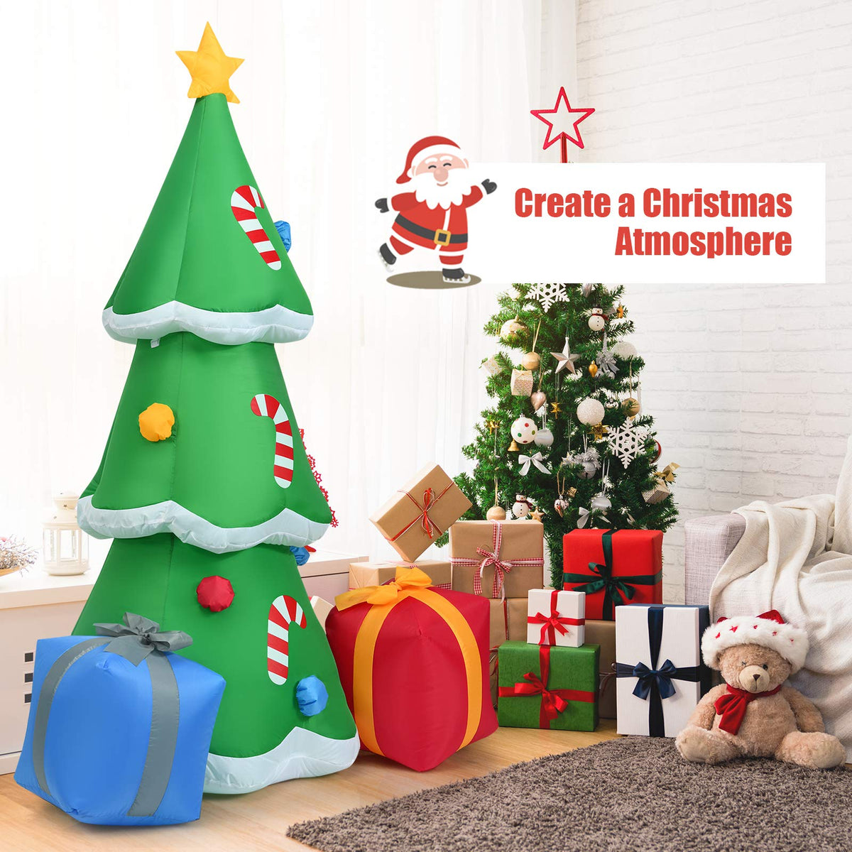 6FT Inflatable Christmas Tree w/Gift Boxes Blow Up Lighted Outdoor Decoration