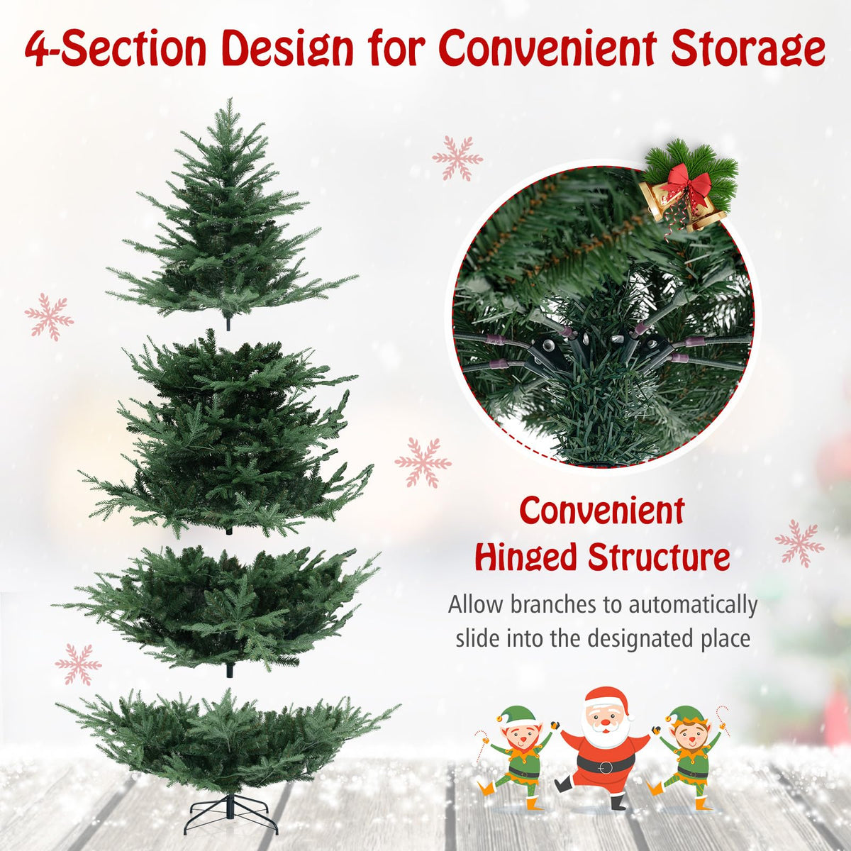 Lucktree 8ft Pre-lit Artificial Christmas Tree with 450 Warm White LED Lights, 1480 Branch Tips