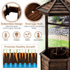 Lucktree Rustic Wooden Wishing Well Planter with Hanging Bucket, Roof Shadow