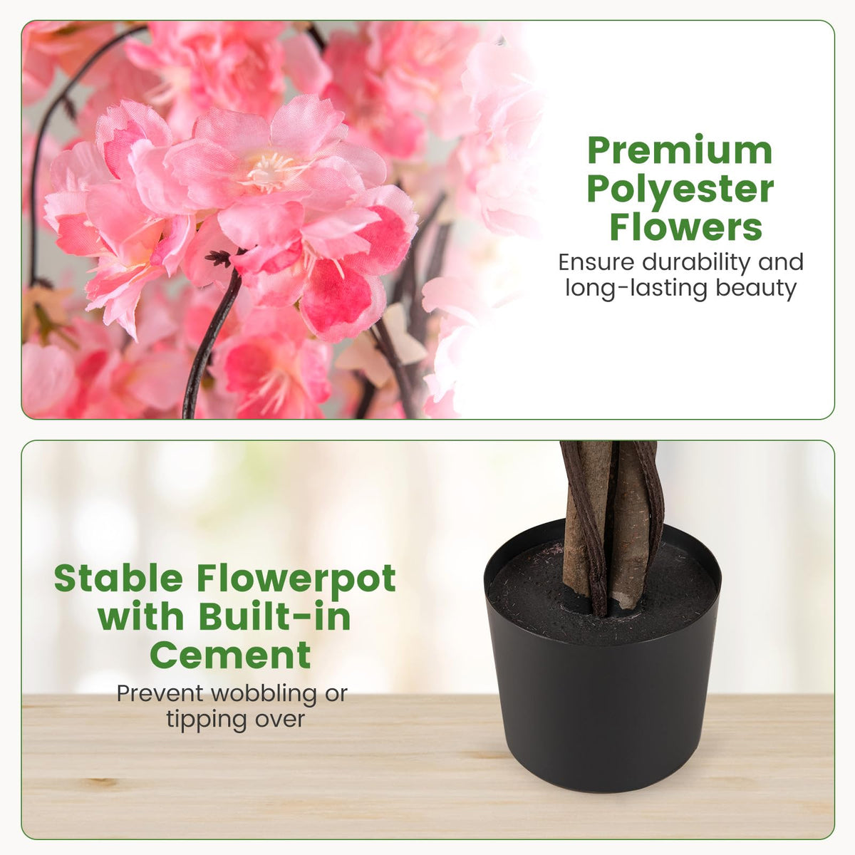 Lucktree 5.5FT Artificial Cherry Blossom Tree Faux Floral Plant Blooming Tree in Nursery Pot