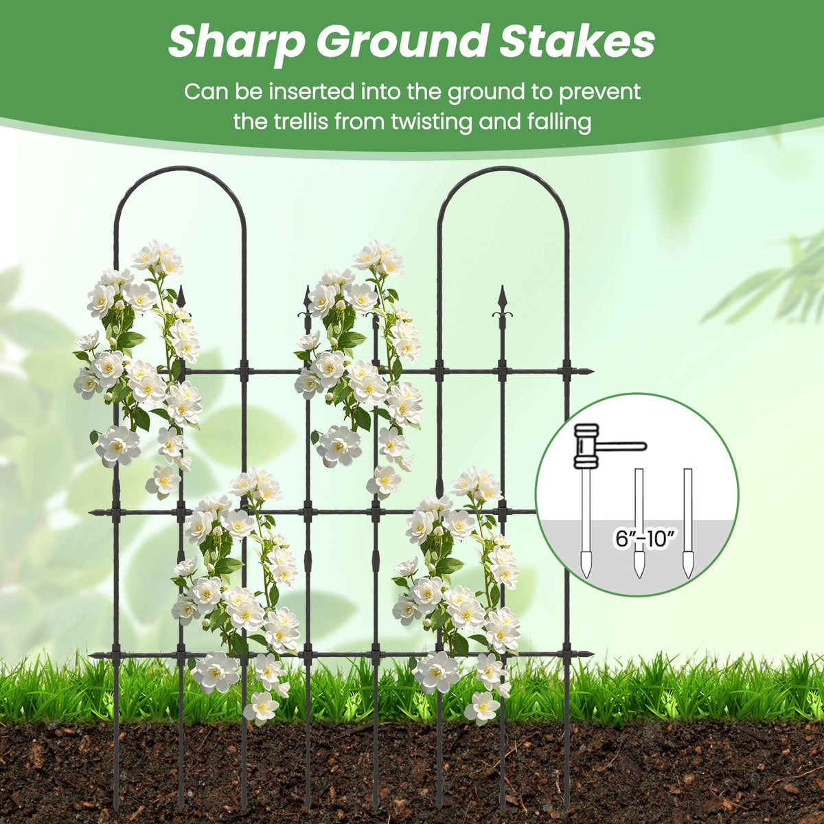Lucktree Outdoor Garden Trellis for for Climbing Plants, 73” Tall Trellis w/Rustproof PE Coated Metal Pipes