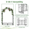 Lucktree 87'' Metal Garden Arbor with Lockable Gate and Planter Shelves
