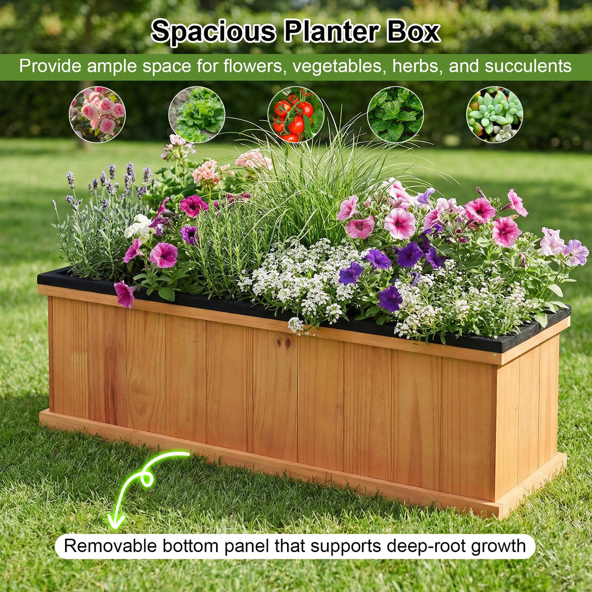 Lucktree Outdoor Raised Garden Bed Set of 1/2 (40” x 13” x 12”)