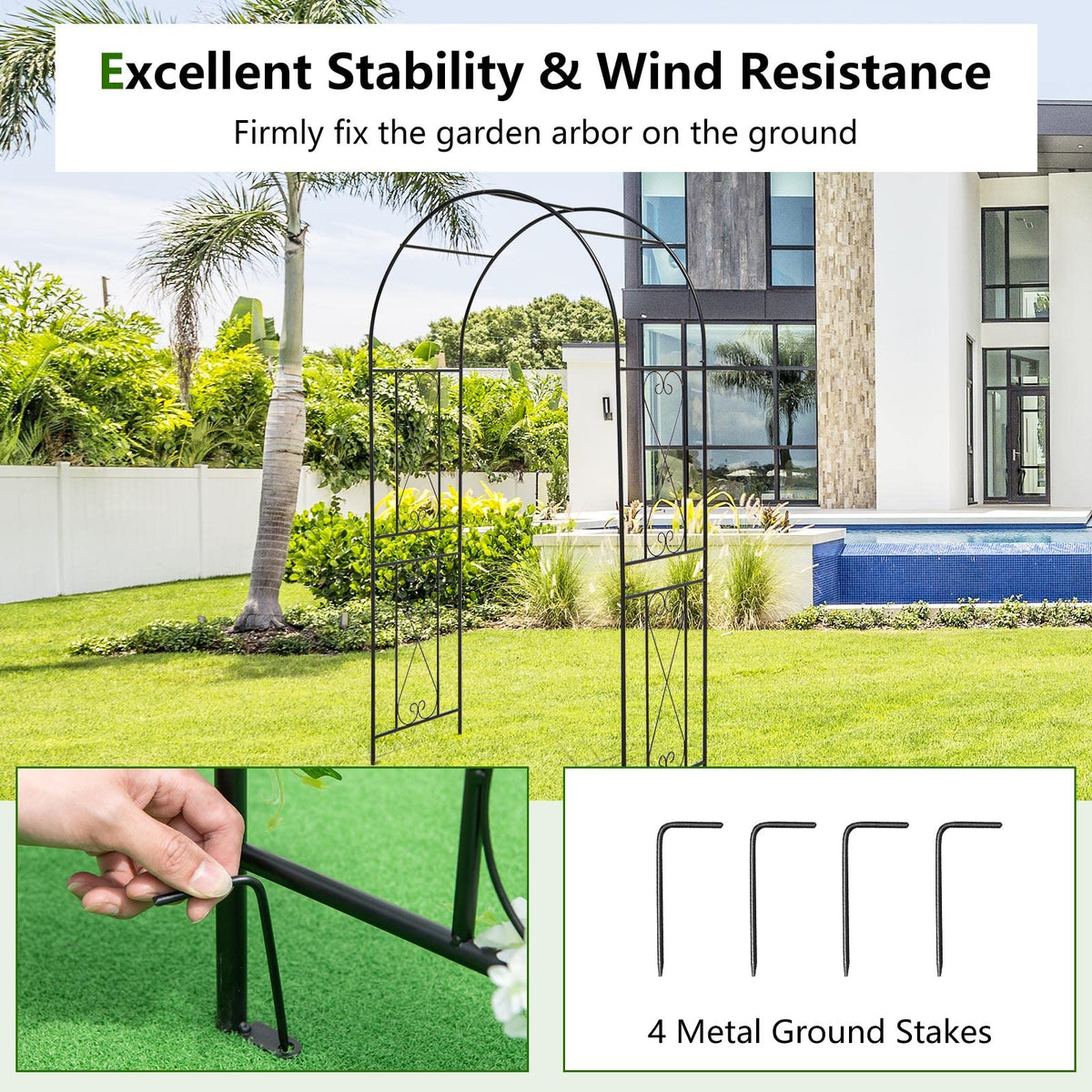 Lucktree Garden Arbors Trellises, 7.2FT Metal Garden Arch for Climbing Plants Roses