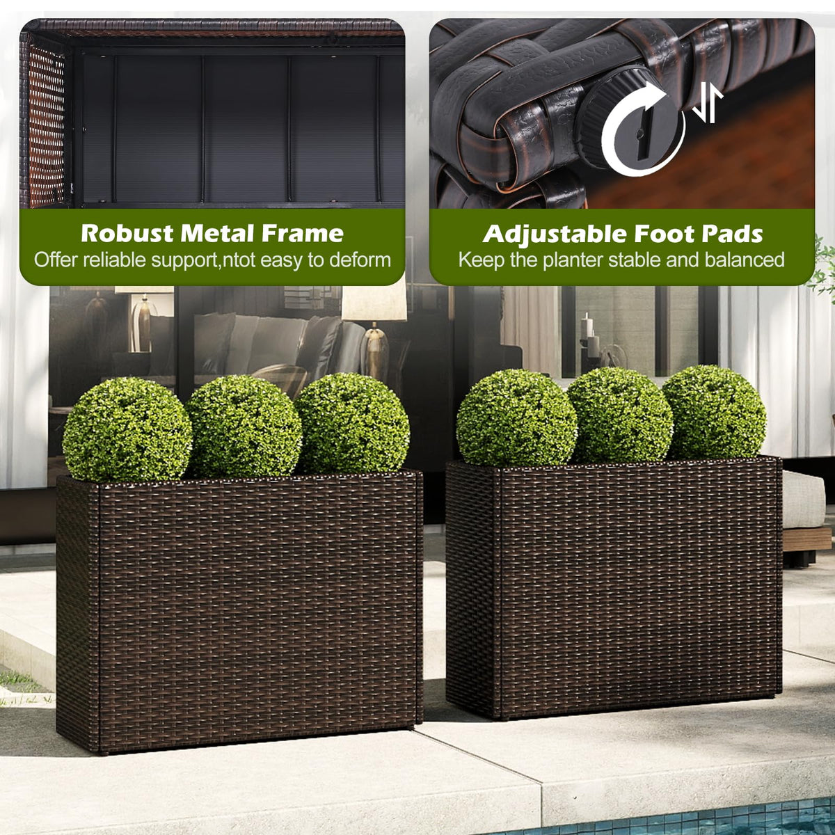 Lucktree 32”x11”x24" Wicker Raised Garden Bed