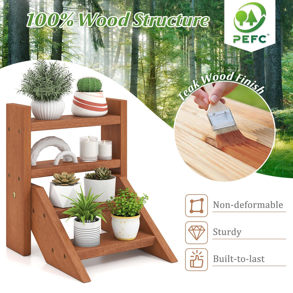 Lucktree Plant Stand for Desk 4-Tier Small Tabletop Ladder Shelf for Succulents